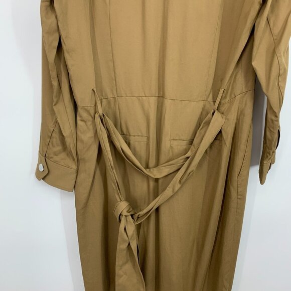 Club Monaco Trench Jumpsuit Brown Straight Leg Crop Tie Waist NWT - Picture 12 of 13